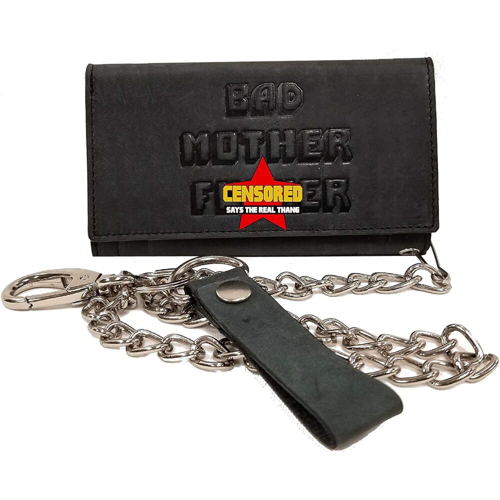 4135 Leather Biker Wallet with Chain New Tough Black Leather Version